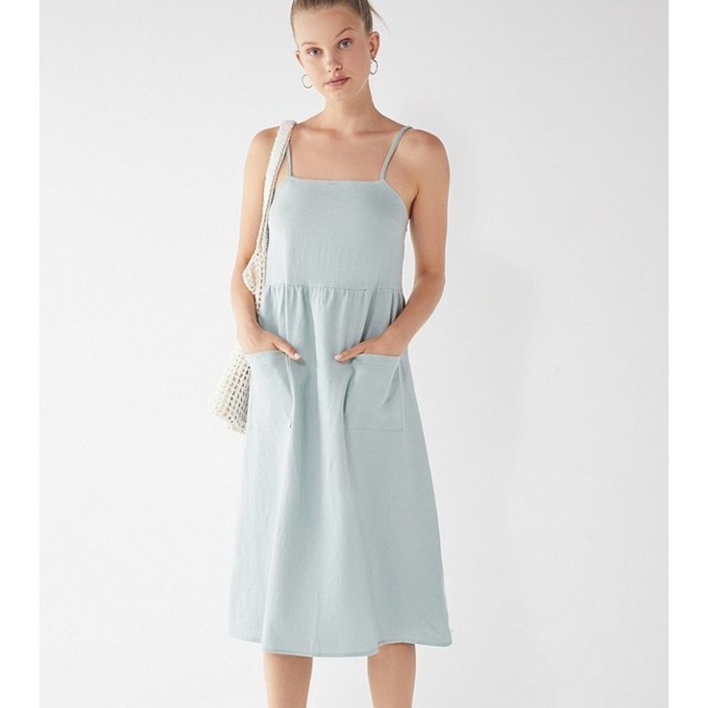 UO Linen Babydoll Midi Dress